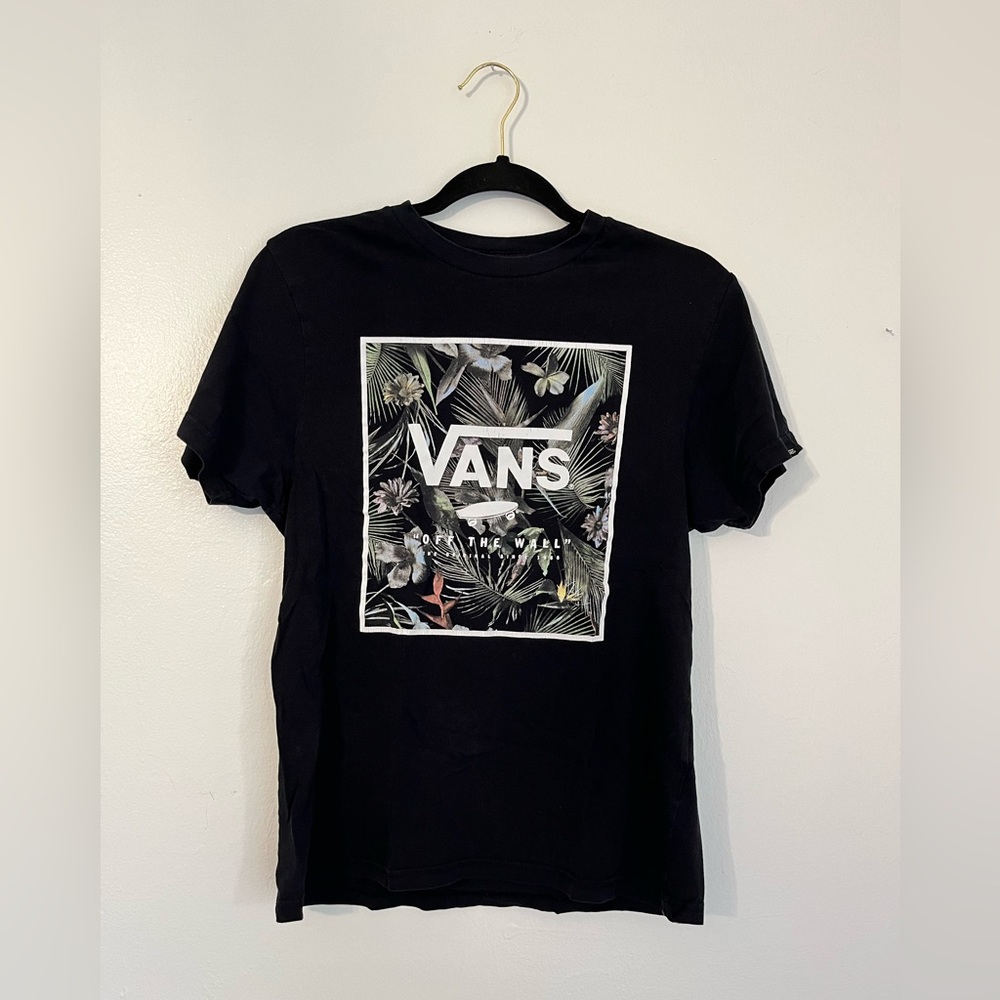 Black Vans brand shirt with print, size small